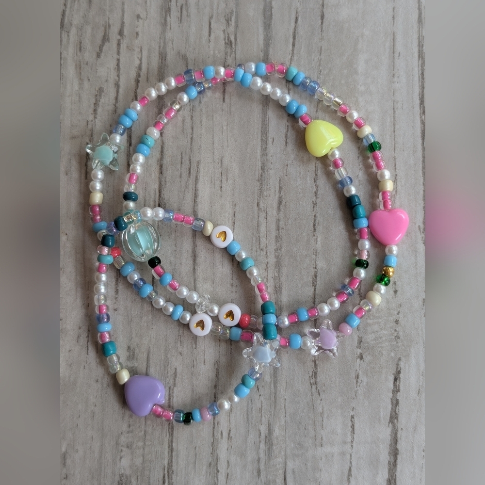 Colorful Beaded Kids Necklace And Matching Bracelet